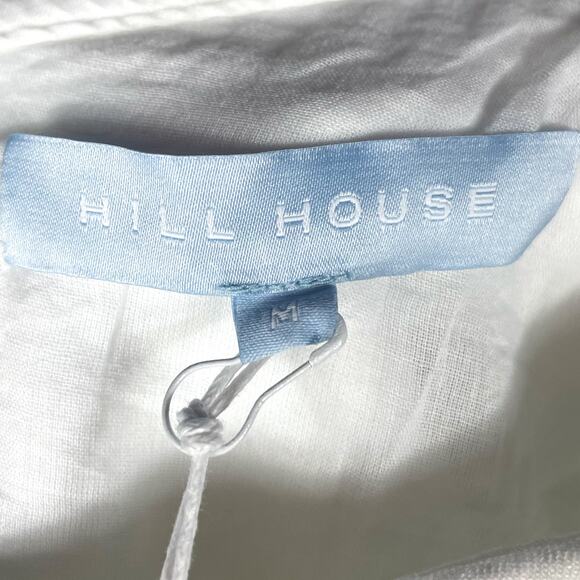 Hill House Mila Dress White Linen One Shoulder Eyelet Long Sleeve Sz M - Picture 7 of 11